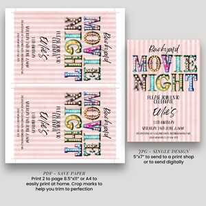 Movie Night Invite - Editable Backyard Cinema Party Invitation - Digital Download, Printable Template, Summer Event image 5