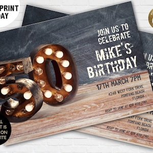 50th Birthday Invitation for men Grunge Urban Invite For Him Boys Men Grunge Party Invitation Template Corjl Instant Download