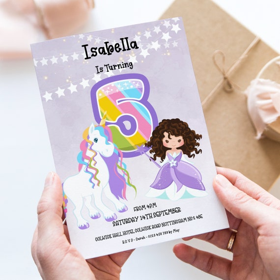 Unicorn Princess 5th Birthday Invitation INSTANT DOWNLOAD Template Unicorn invitations Princess Invite Printable Editable Il_570xn