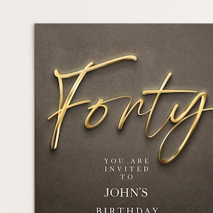 The image is a birthday invitation card for John's 40th birthday.