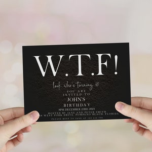 WTF 40th Birthday Invitation Editable Whos' Turning 40  invite  Simple Elegant For Him or Her  Instant Download Printable