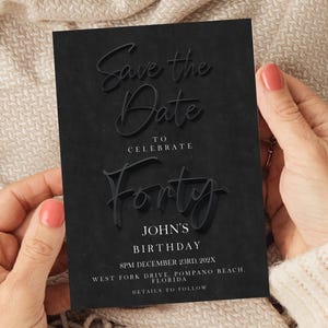 40. Geburtstag Save the Date | Modernes minimalistisches Design | Bearbeitbare Vorlage | Personalisierbare Karte | Sofort Download SE19