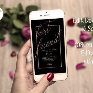 Electronic Birthday eCard best friend rose gold Digital Card Mobile Phone Happy Birthday eCard Eco Friendly Card