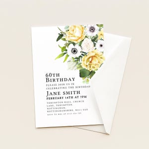 The image is a birthday invitation for Jane Smith's 60th birthday celebration.