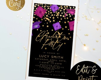 Paperless Graduation Electronic Invitation Template Graduation Smartphone Digital Invite