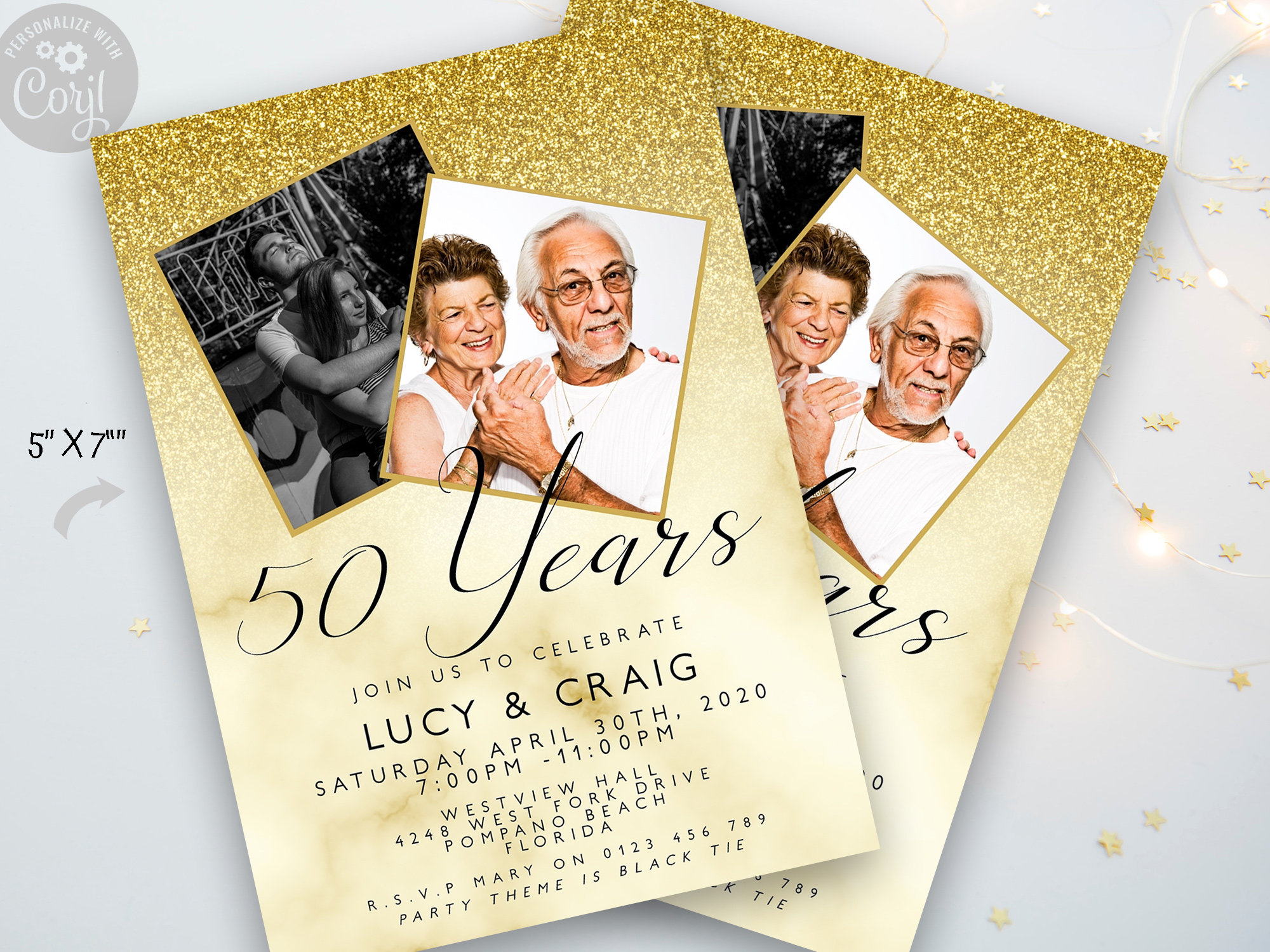 Modern 50th Wedding Anniversary Invitations