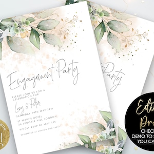 Greenery Engagement Party Invitation Template, Engagement Invitation, Engagement Invite, Engagement Invitations Printable, Instant, GR12