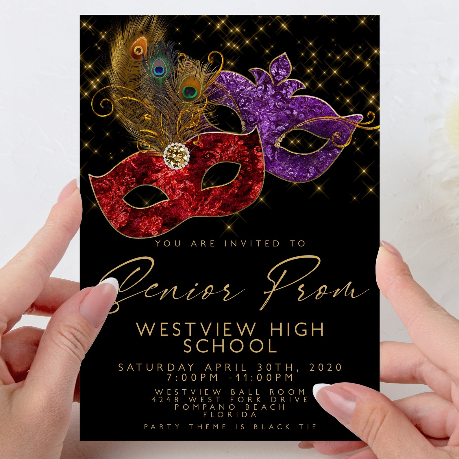 Prom Invitations and Tickets Invitation Masked Prom Masquerade Etsy