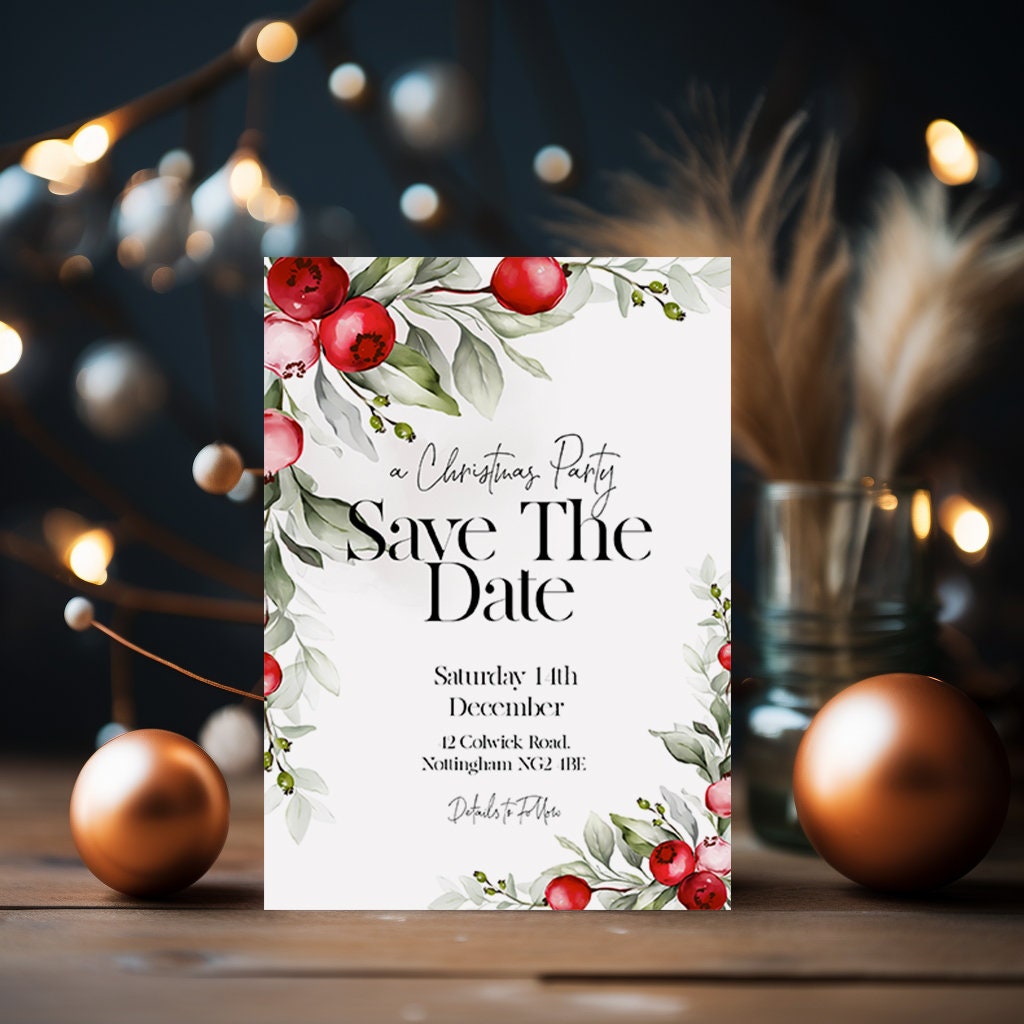 Save the Date Christmas Party Invitation Editable Template Holiday Christmas Foliage Invite Printable Instant Download - Etsy save-the-date-christmas-party-invitation-editable-template-holiday-christmas-foliage-invite-printable-instant-download-etsy