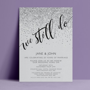 We Still Do Invite: Elegant Vow Renewal Invitation - Editable PDF, Printable Wedding Anniversary Template, Instant Download