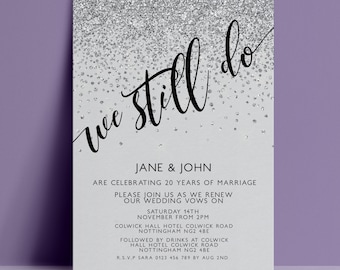 We Still Do Invite: Elegant Vow Renewal Invitation - Editable PDF, Printable Wedding Anniversary Template, Instant Download