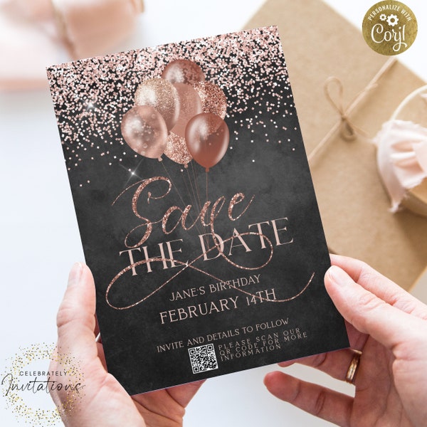 Qr Code Birthday Invitation Etsy