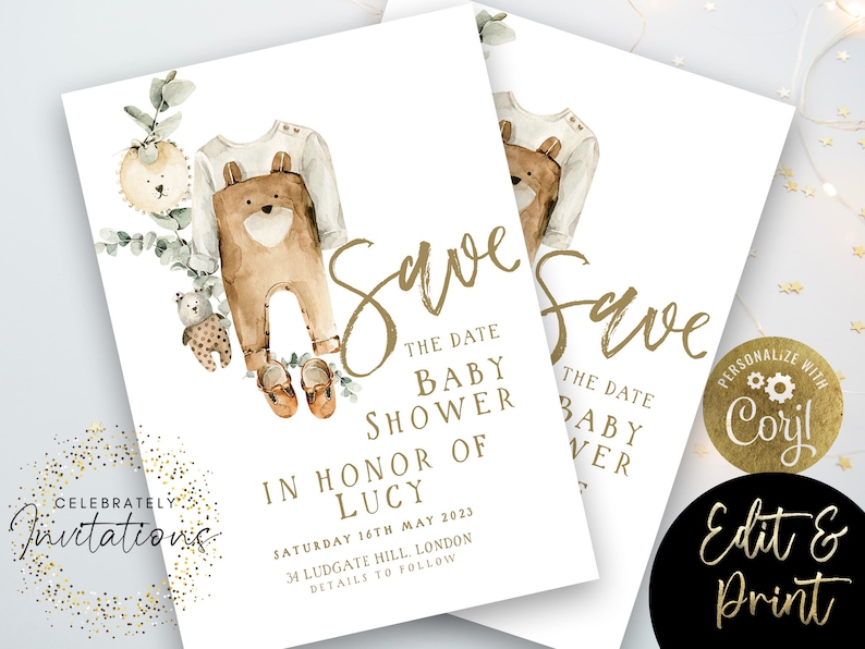 Baby Shower Save the Date Invitation Boho Gender Neutral Etsy