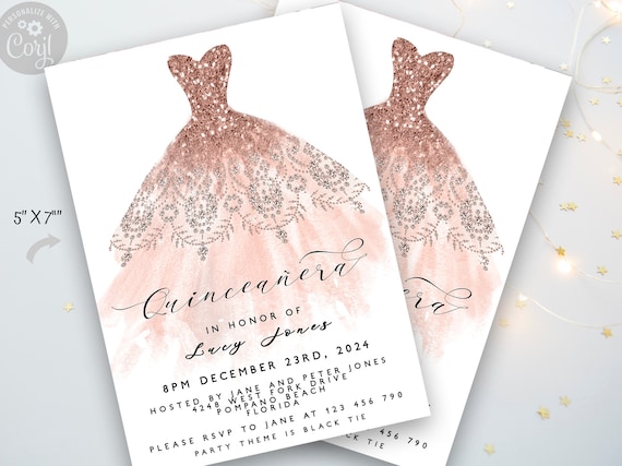 Blush Pink Quinceañera Invitation Template