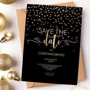 Save The Date Christmas Party Invitation Editable Template Holiday Christmas Invite  Printable Instant Download