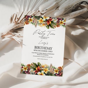 Frangipani Flowers invitation Party Invitation Editable Party invite  Instant Download Printable