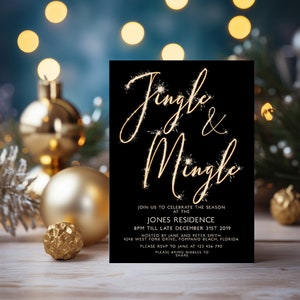 Editable Jingle and Mingle Christmas Invitation, Printable Party Invite Template, Xmas Party, Holiday Season Instant Download