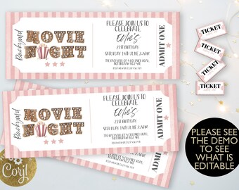EDITABLE Backyard Movie Night Birthday Invitation Outdoor - Etsy