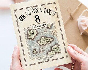 Treasure Map Birthday Invitation Any Age  Editable Template Pirate Map  Invite Party Celebration Digital Download