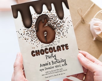 6th Chocolate Party Invitation Editable Instant Download Template Invite Printable Editable