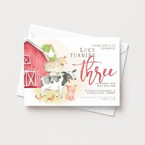The image is a birthday invitation for a girl named Lucy, celebrating her third birthday.