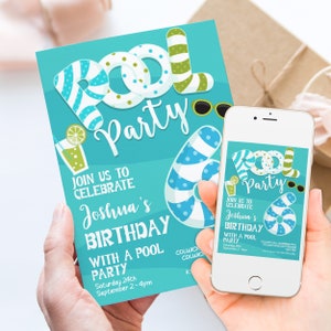 6th Birthday Editable Pool Party Invitation for Boys Summer Party ...