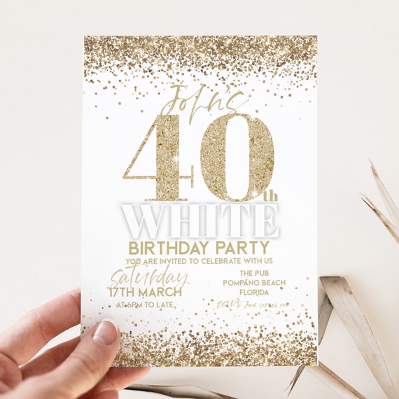 All White Party Invitation Bling Bling All White Birthday Bash All White  Birthday Bash White Gold Glitter Party Editable to Any Age - Etsy