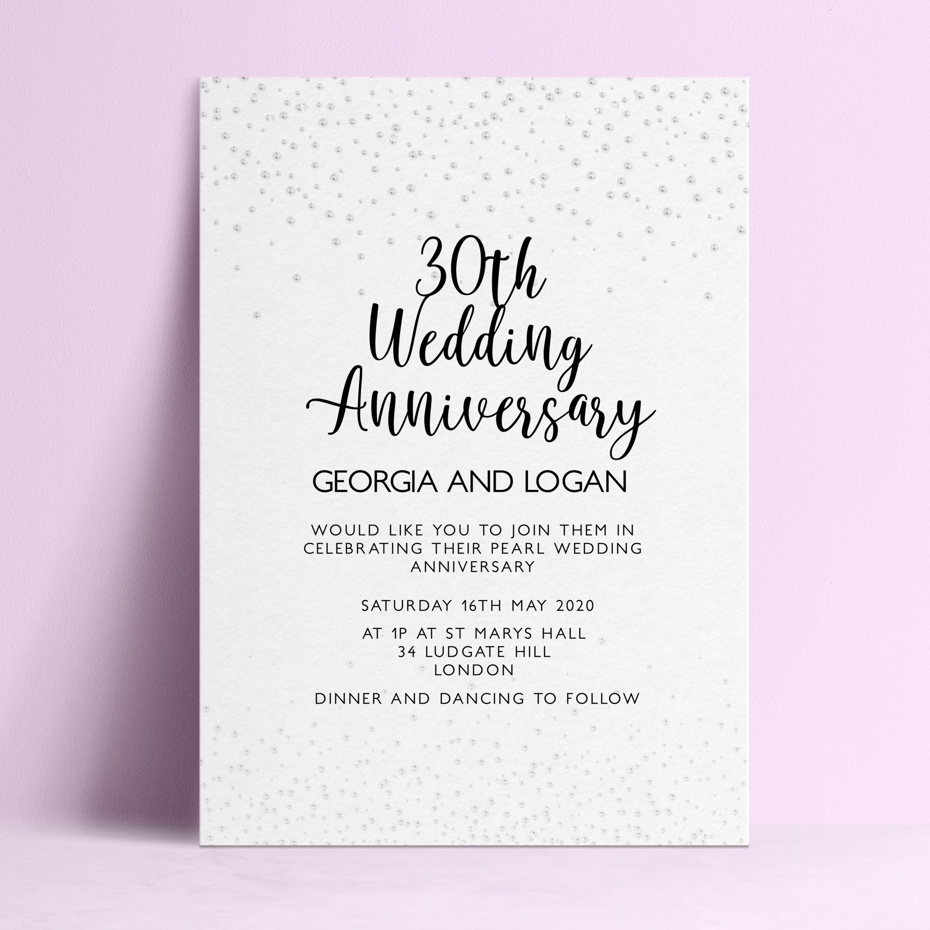 30th Anniversary Invite Pearl Wedding Invitation: Editable