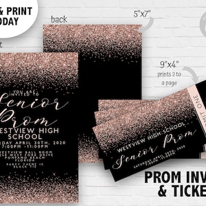 Prom Invitations and Tickets Prom Invitation Award Night Invite Event Invite Tickets Rose Gold Printable Editable Instant Download