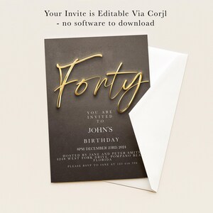 The image is a birthday invitation for John's 40th birthday.