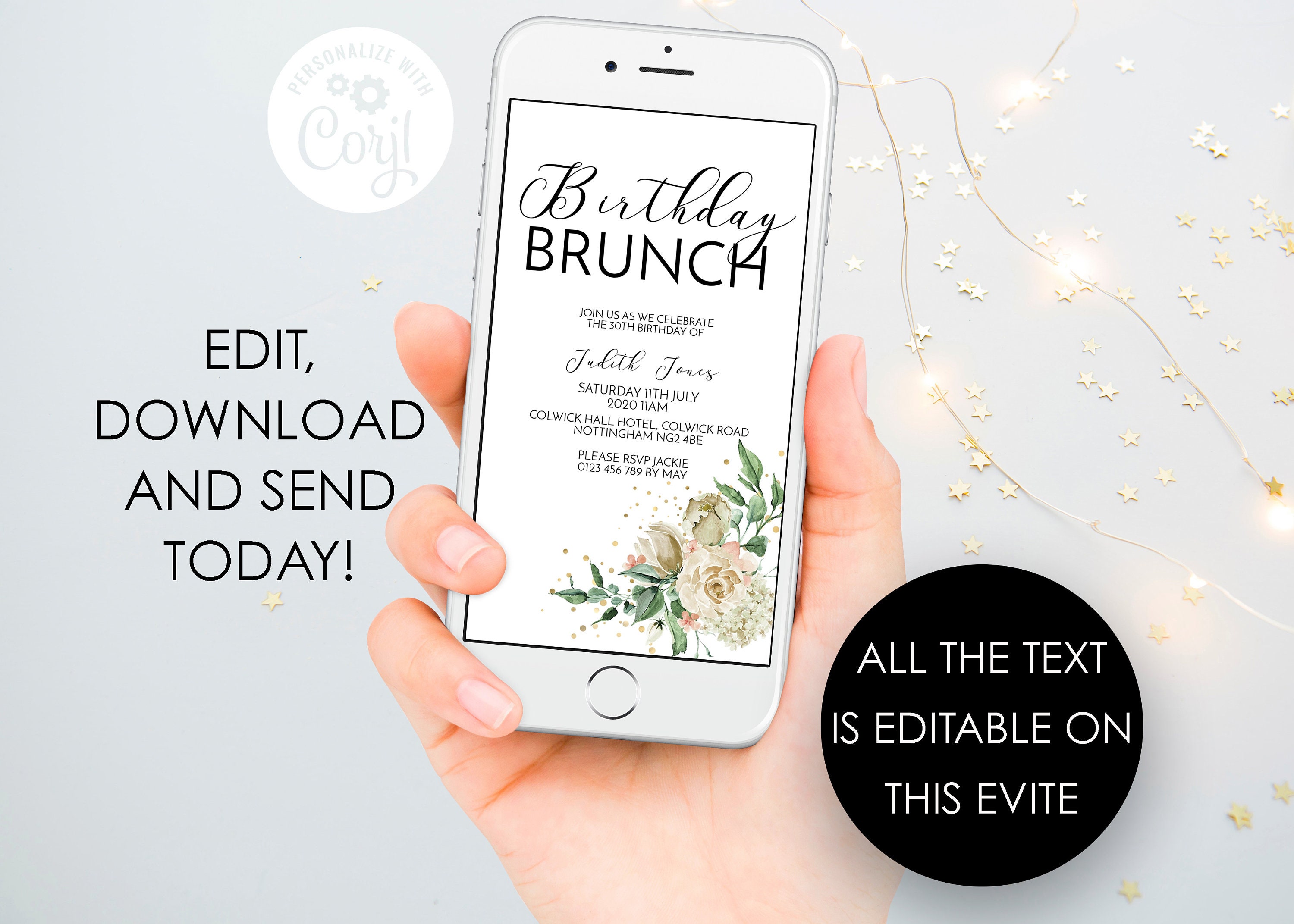 Electronic Brunch Invites Brunch Party Evites Brunch Invitation Brunch Birthday Invites SMS Evite Brunch Evite Brunch Evite