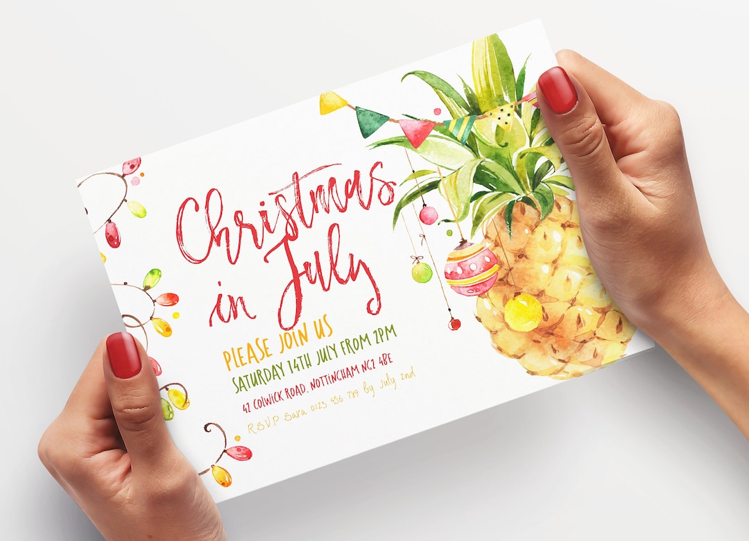 Christmas in July Party Invitation Editable Template Holiday Invitation