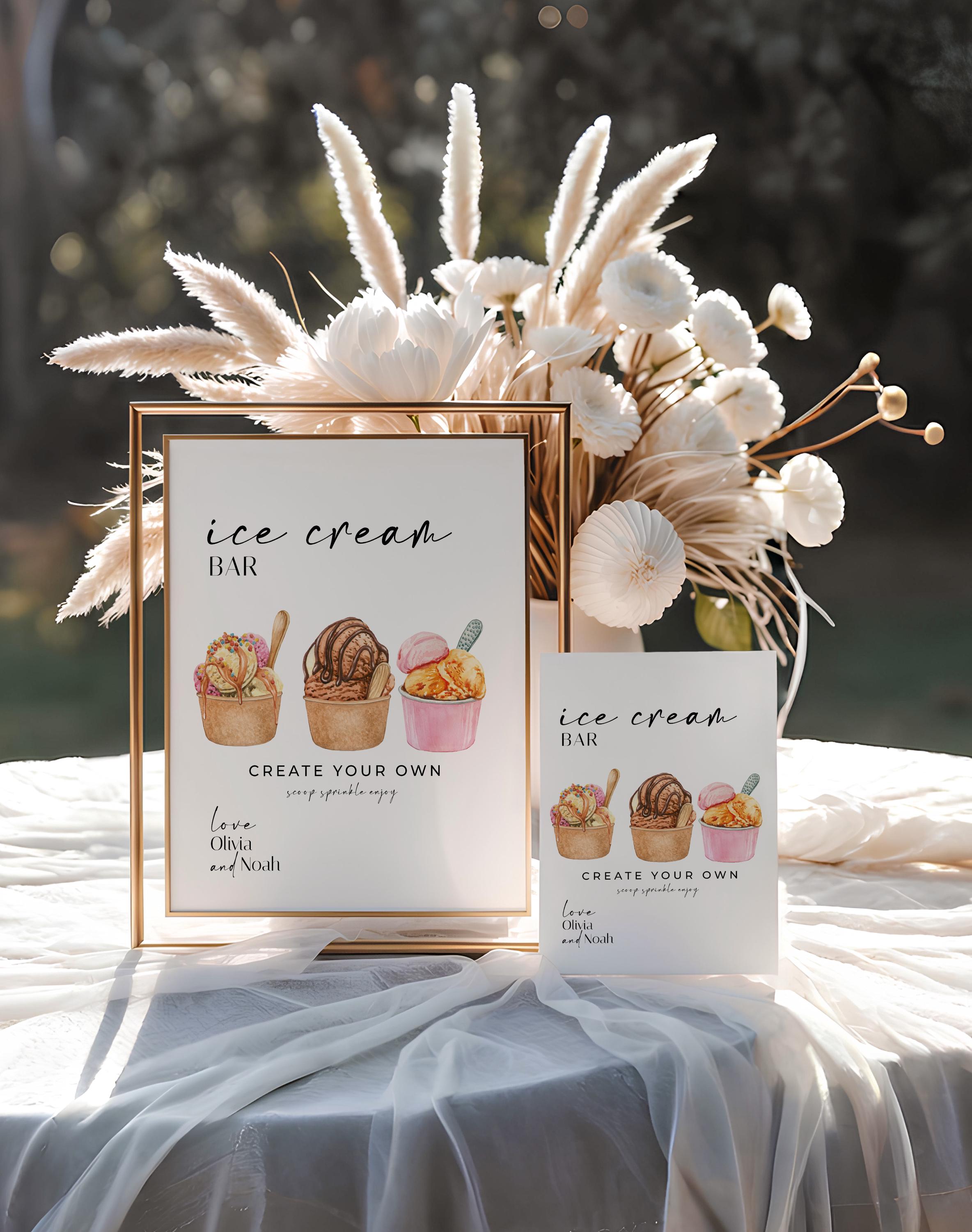 Table Signs Editable Ice Cream Table Sign Editable Template: Rustic Printable Party Decor ...