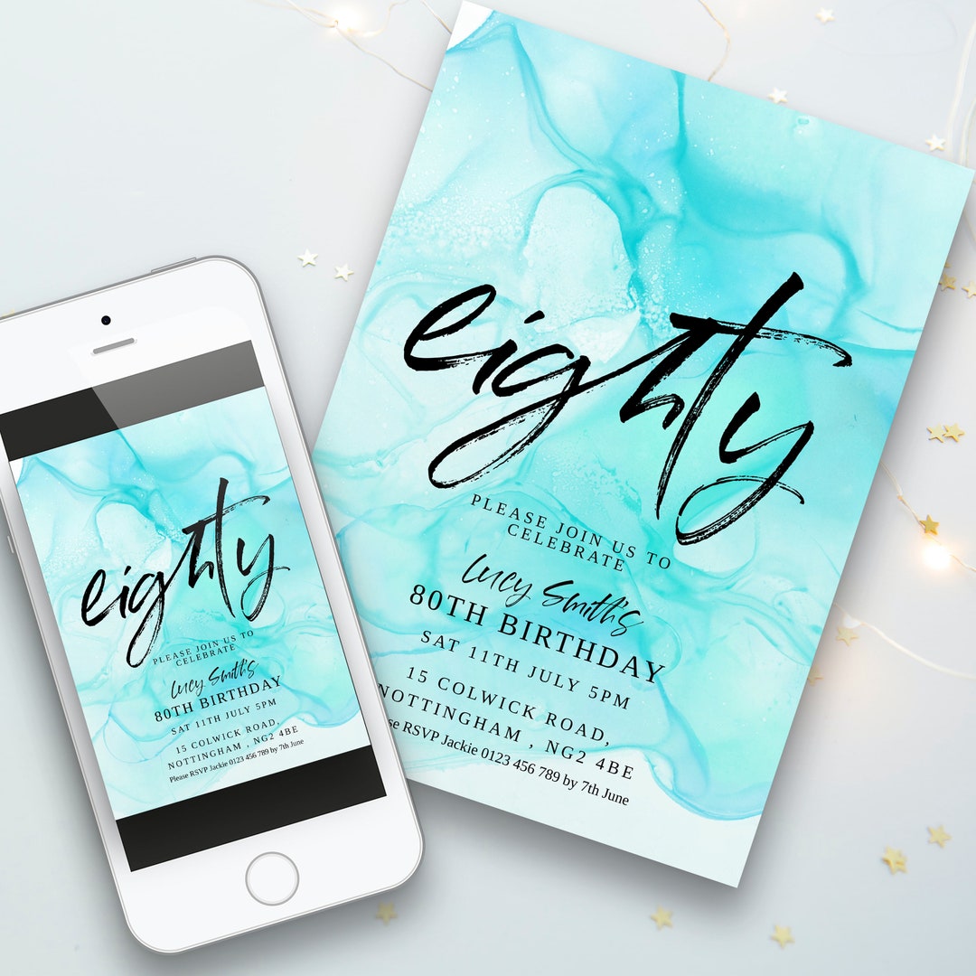 80th Birthday Invitation Him Her Invite Birthday Party Printable ...