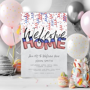 Invitation de bienvenue à la maison, invitation de bienvenue militaire, invitation à la fête des retrouvailles, bienvenue du héros, téléchargement immédiat imprimable