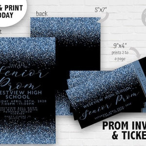 Senior Prom Einladungen und Tickets Award Night einladen Event einladen Tickets blau druckbar bearbeitbar sofort Download