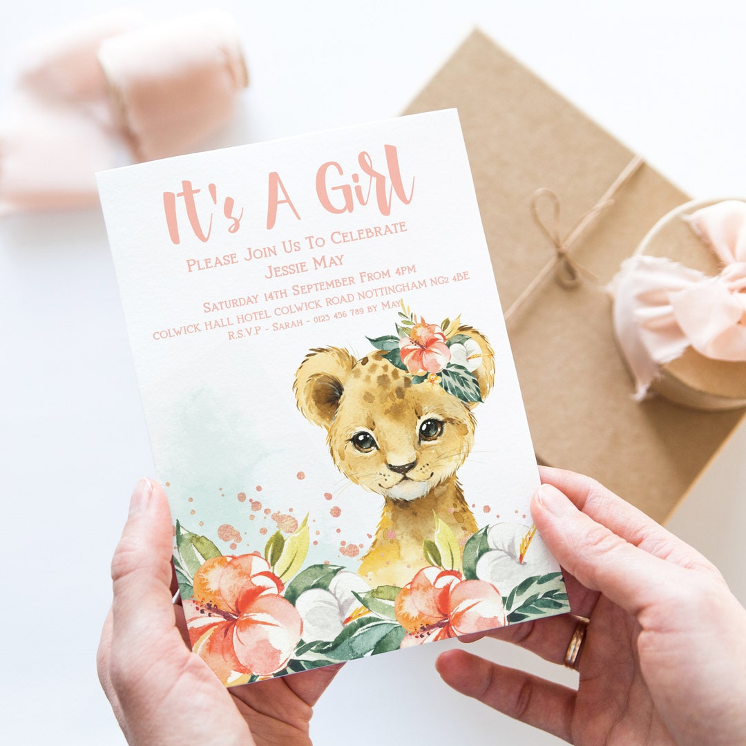 Baby Shower Invitation Lion Cub EDITABLE Invitation Printable Baby ...