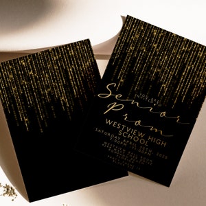 Prom Invitations  Prom Template Award Night Invite Event Invite  Gold Glamour Printable Editable Instant Download