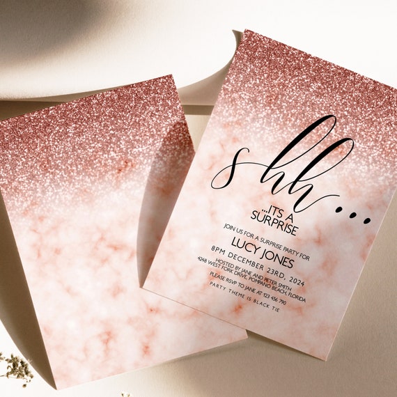 Surprise 21st Birthday Invitation Download Rose Gold (Instant Download) 