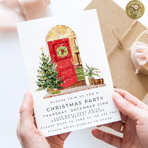 Christmas Dinner Invitation Editable Invitation Instant Download Holiday Party invite