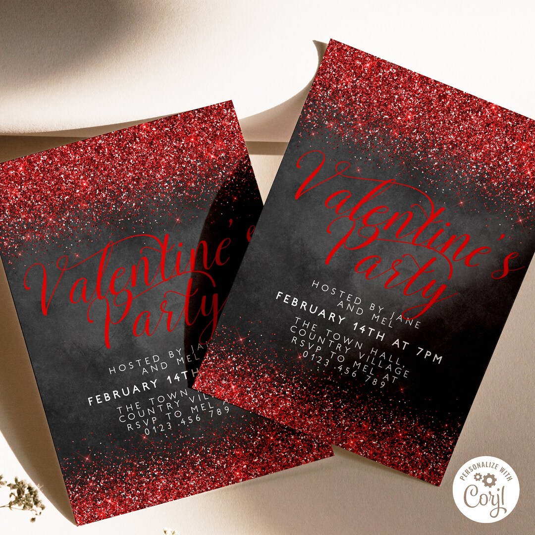 Printable Valentines Party Invitation Chalkboard Glitter - Etsy