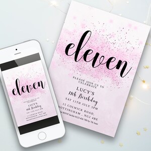 Girl Birthday Invitation Printable 11th Birthday Party for Her Invite ...