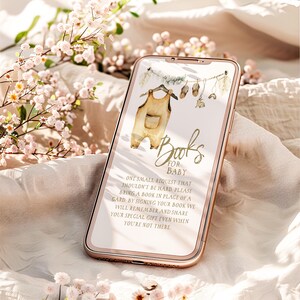 Boeken voor baby SMS-kaart Boho genderneutraal mobiel Instant Download bewerkbaar digitaal bestand uitnodiging Corjl-sjabloon BH89