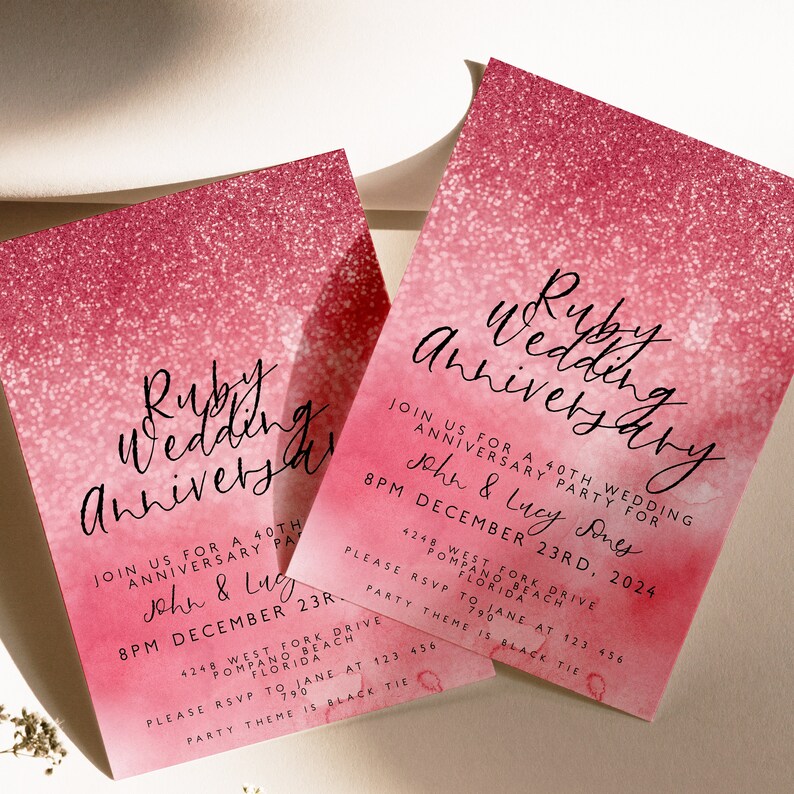 40th Anniversary Invitation 40th Wedding Anniversary Editable Etsy