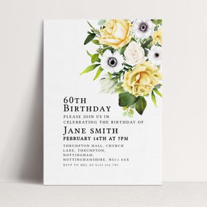 The image is a birthday invitation for Jane Smith's 60th birthday celebration.