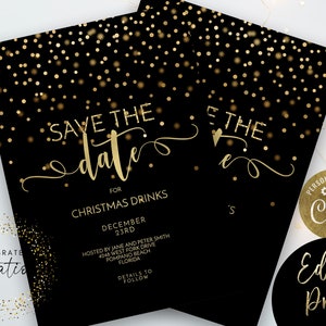 Save the Date Christmas Party Invitation Editable Template Holiday Christmas Invite Printable ...