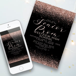Prom Invitations  Award Night Invite Event Invite Rose Gold Printable Editable Instant Download