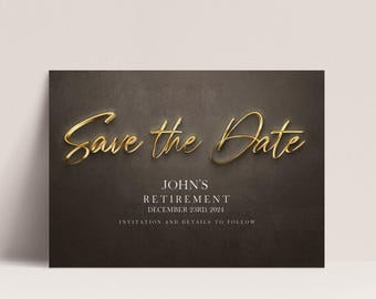 Save The Date Invite Template: Black And Gold Design - Editable Printable, Digital Download, 5x7 Size