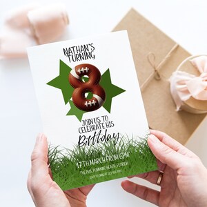 8th Birthday Invitation Template, American Football Birthday Invitation, Sports Invite Editable Template Digital Instant Download