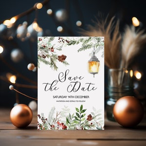 Speichern Sie das Datum Weihnachtsfeier bearbeitbare einladen Vorlage Urlaub Weihnachtsszene bearbeitbare druckbare sofortige Verwendung mit Download